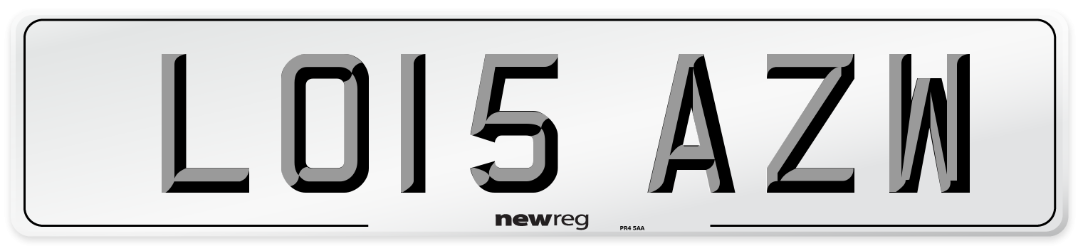 LO15 AZW Number Plate from New Reg